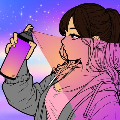 a realistic girl spray, painting