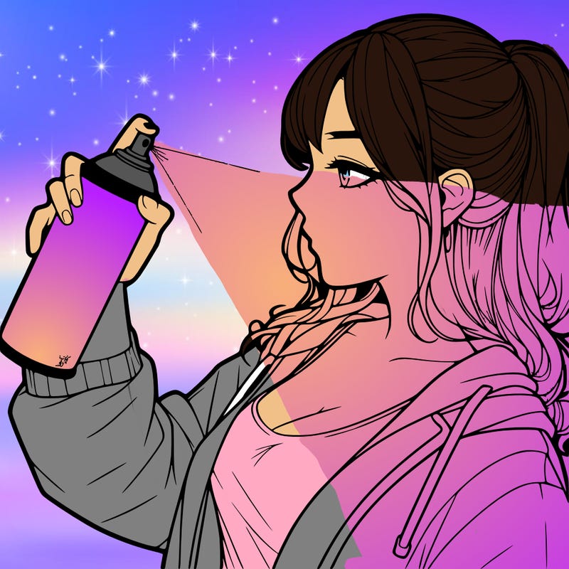 a realistic girl spray, painting