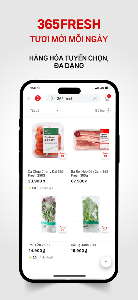 LOTTE Mart Vietnam - Fresh grocery product list on the LOTTE Mart Vietnam mobile app