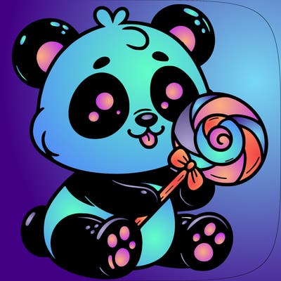 pand eating a lollipop