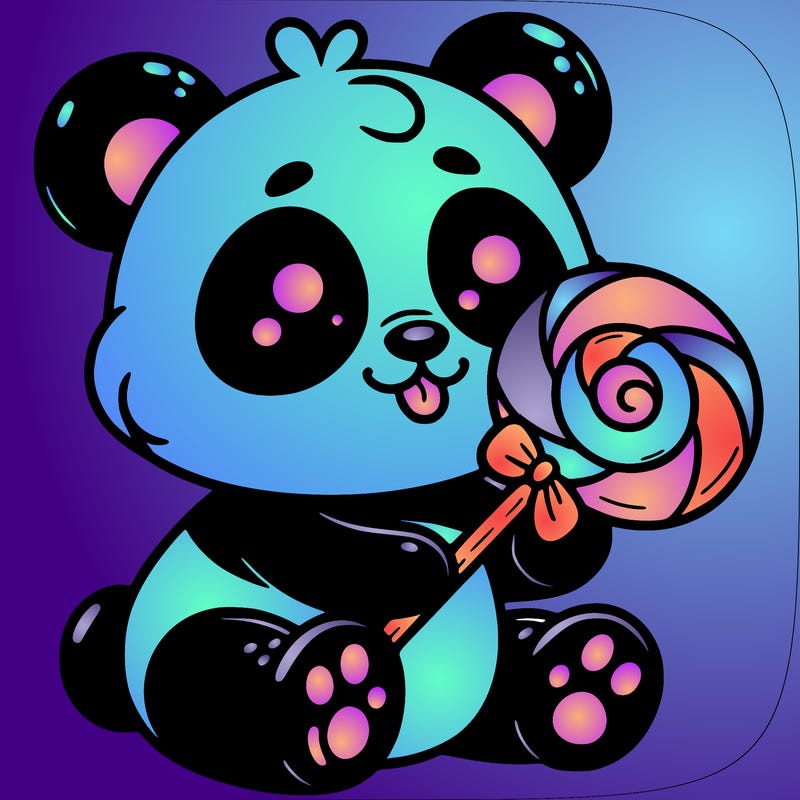 pand eating a lollipop