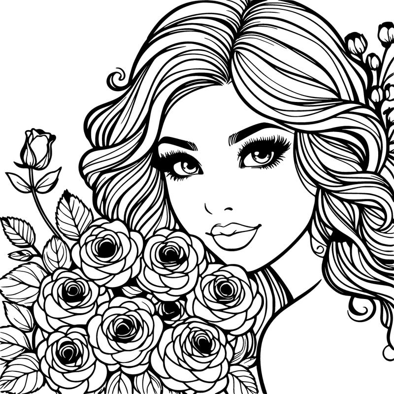 woman and roses
