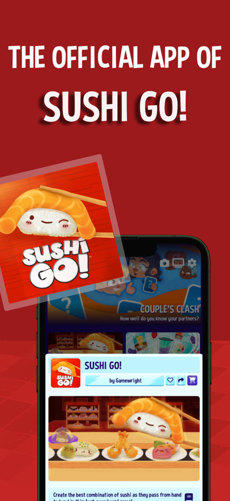Boardible: Mobile Board Games - Official Sushi Go card game featured on the Boardible mobile app interface