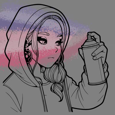 a realistic girl, spray painting