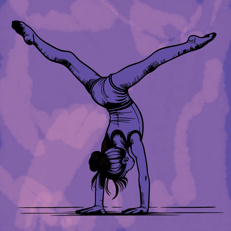 realistic gymnastic hand stand girl in four splits