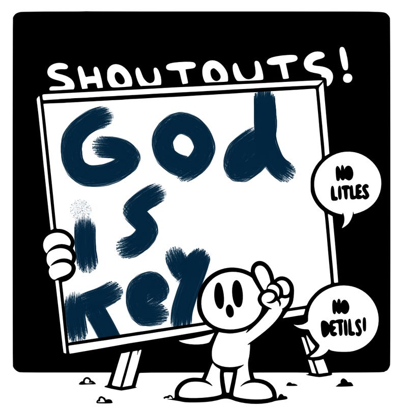 blank canvas that says above it shoutouts