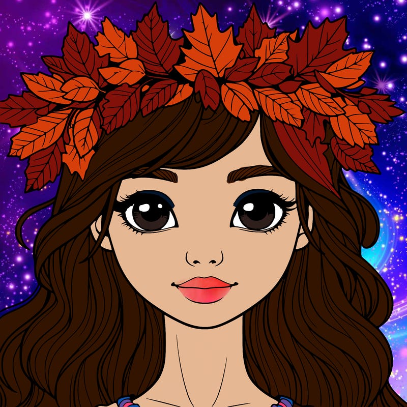 realistic girl with fall leaf crown