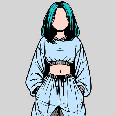 realistic girl faceless with baggy pants and a crop top