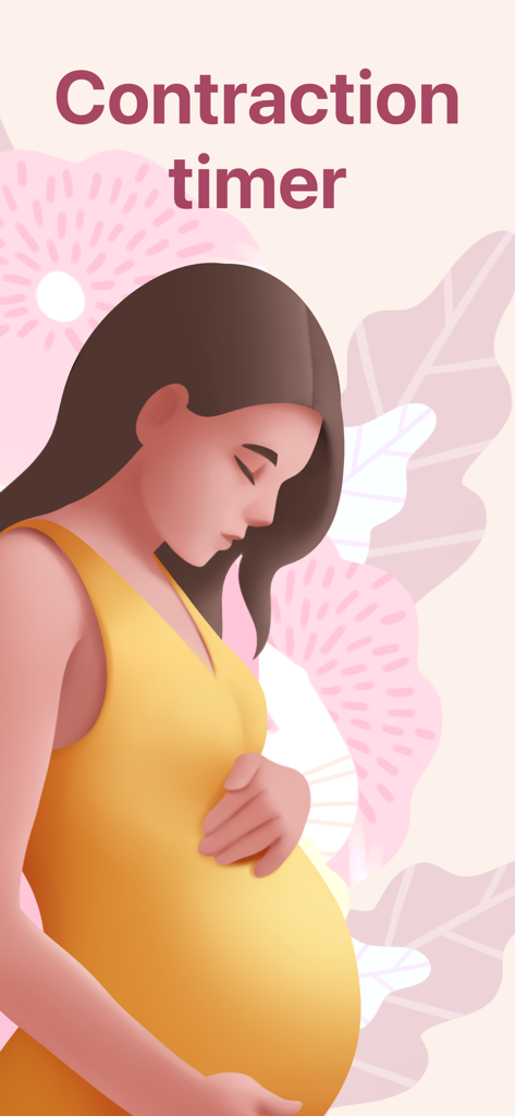 Contraction Timer & Tracker - Illustration of a pregnant woman on the welcome screen of the Contraction Timer app