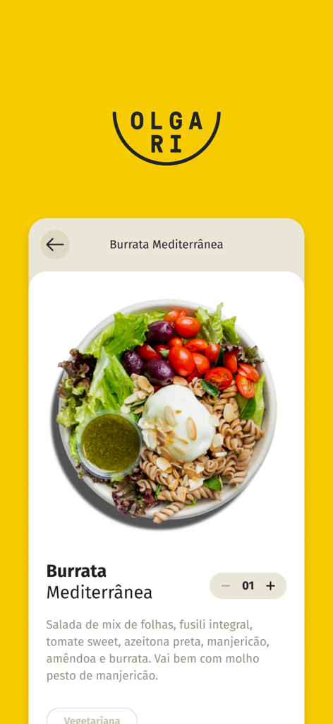 Olga Ri + Hi Pokee - Burrata Mediterranea salad bowl with pasta and greens in the Olga Ri app