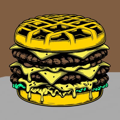 realistic waffle burger