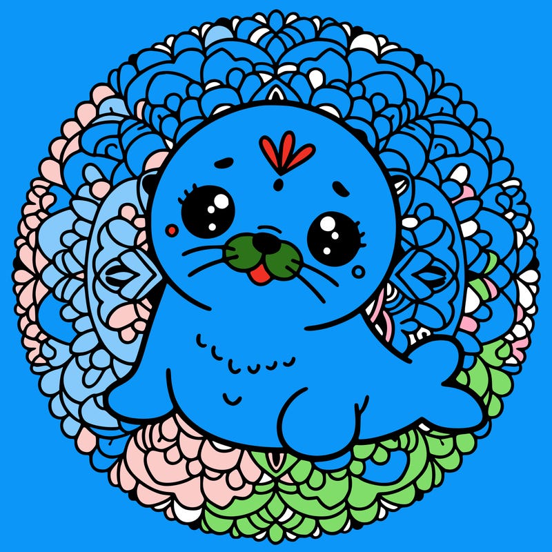 a cute baby seal mandala