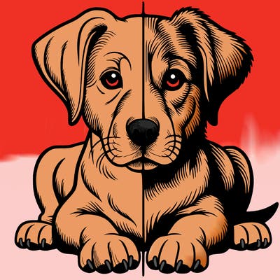 realistic dog split picture