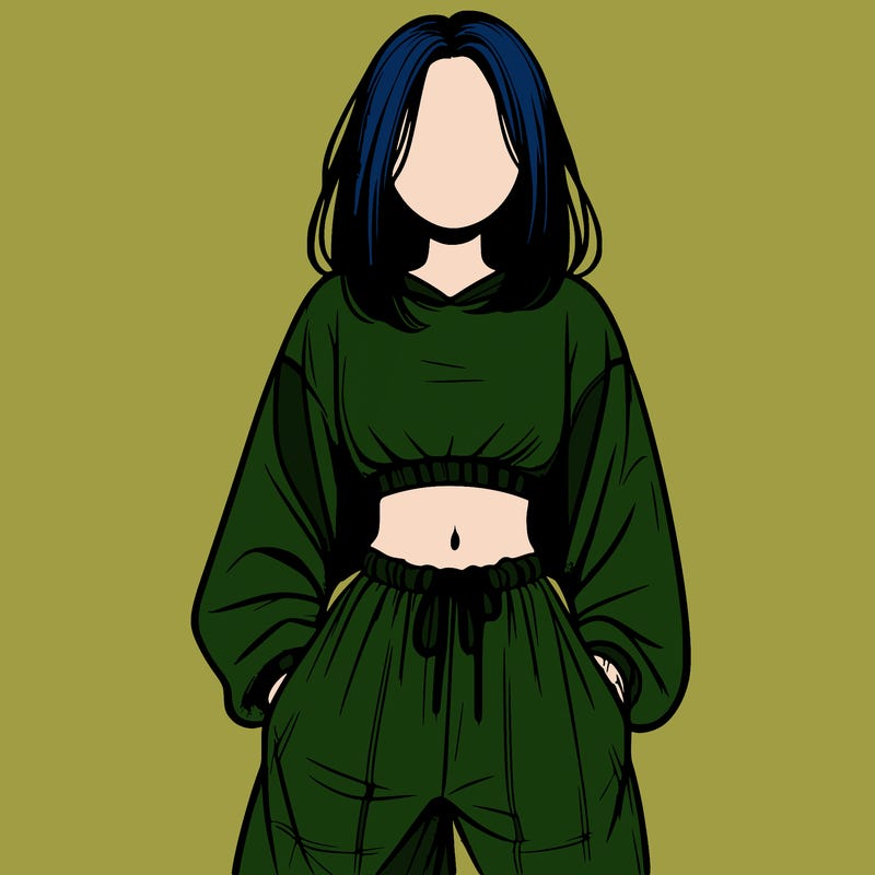 realistic girl faceless with baggy pants and a crop top