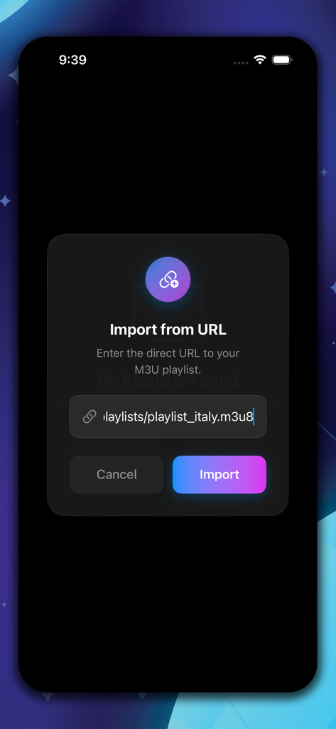 Drama live - دراما لايف - Drama Live app interface for importing M3U playlists via URL