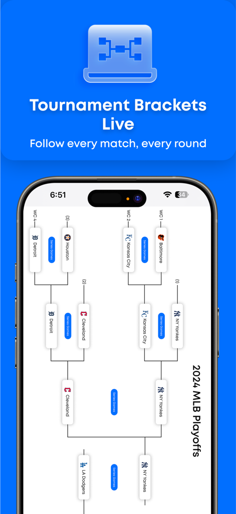 Cuadros de playoffs de la MLB en vivo en la aplicación móvil Alertas Deportivas