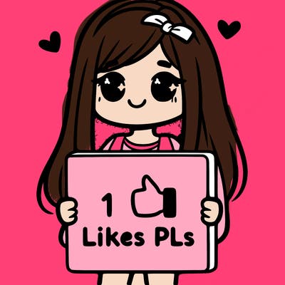 girl holding a sign saying 10 likes pls