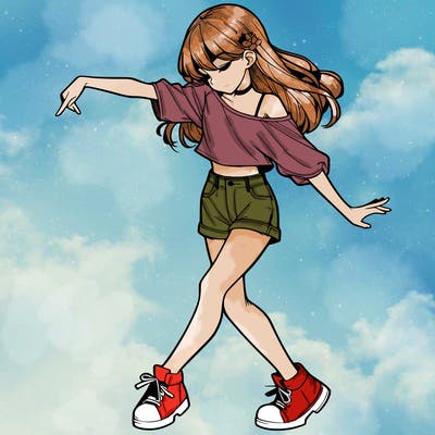 realistic girl danceing