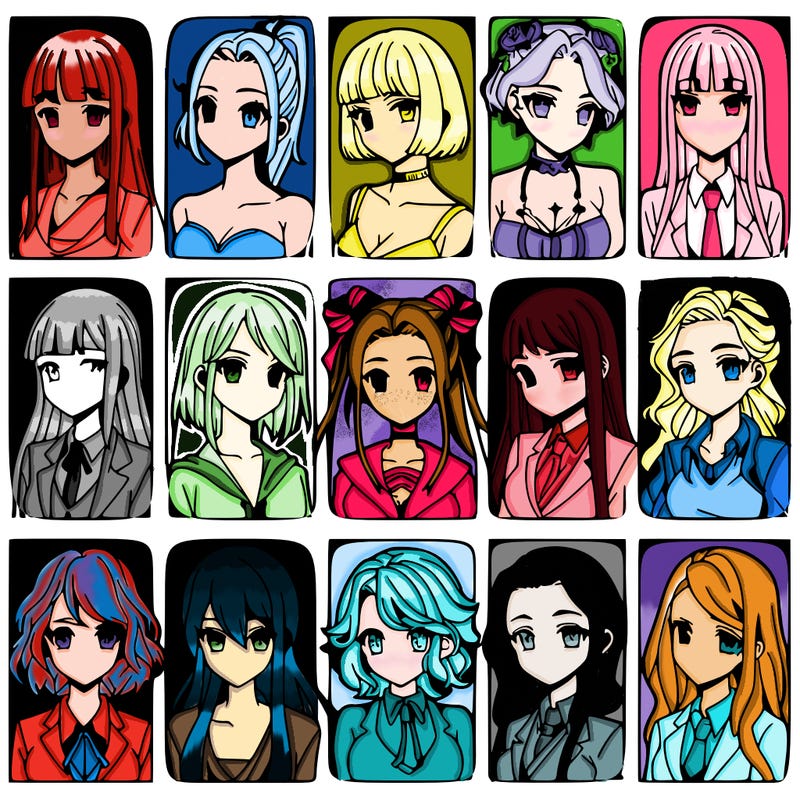 girls that look diffrent anime