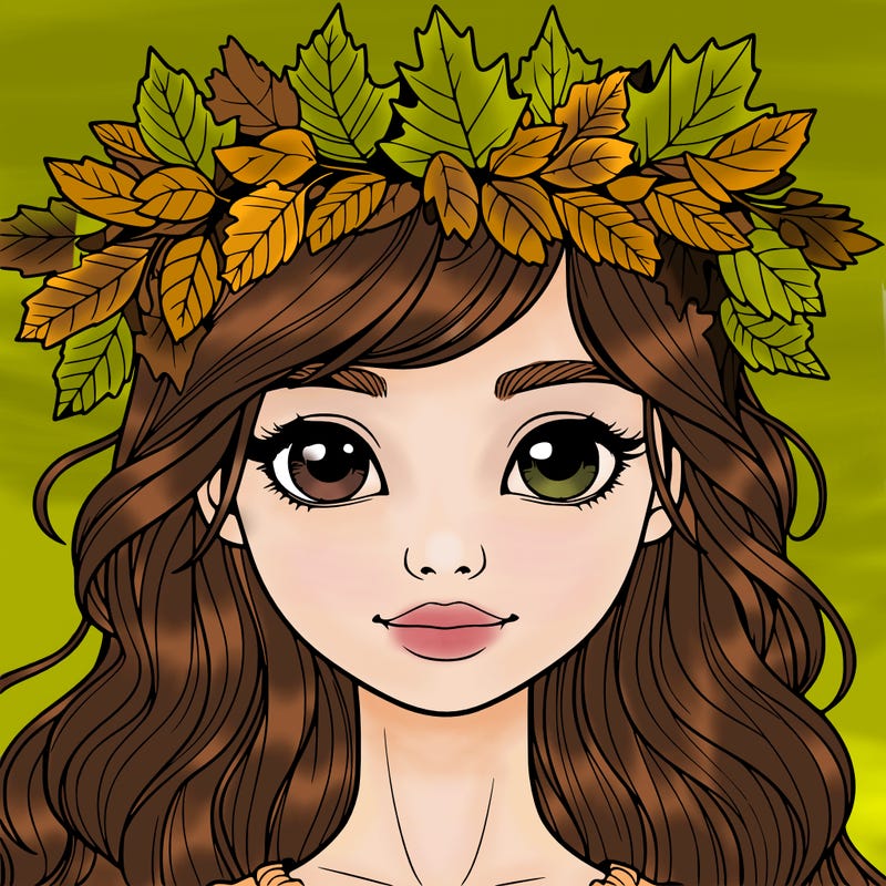 realistic girl with fall leaf crown