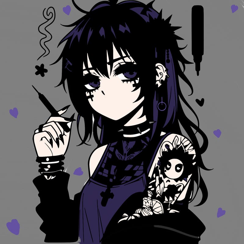 pretty and edgy gothic anime girl