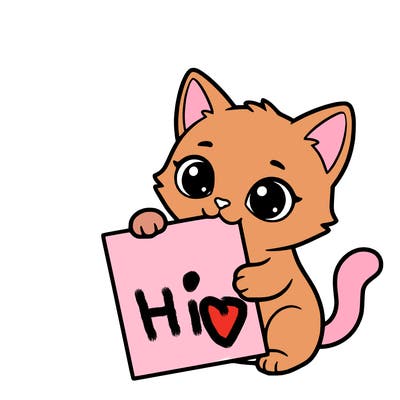 a small cat with a blank sheet of paper in its hand. the cat is sooooooo cute!