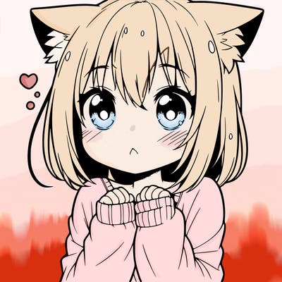 shy anime catgirl
