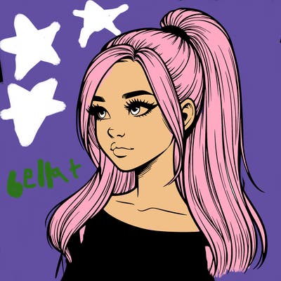 realistic girl with a high ponytail