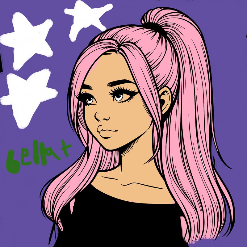 realistic girl with a high ponytail