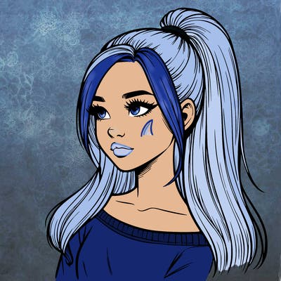 realistic girl with a high ponytail