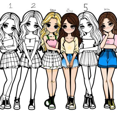 a group of girls realistic