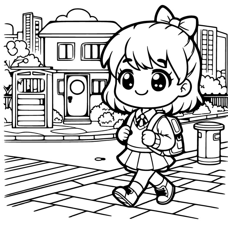 little girl walking home from school