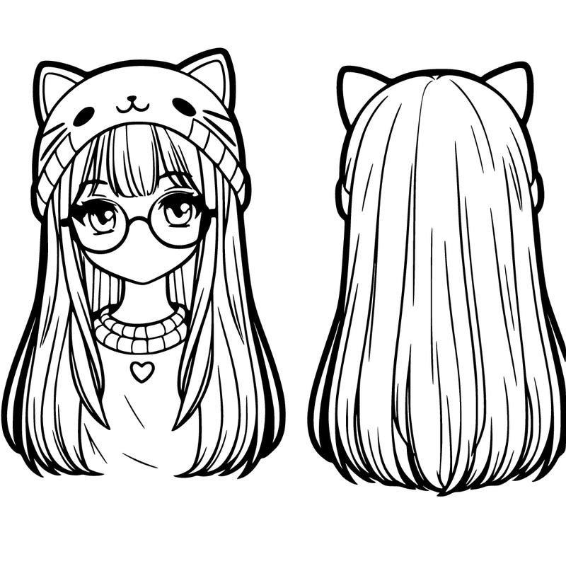 girl with straight hair and glasses and a cat hat