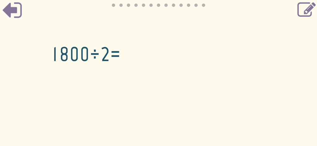 Math Shot Division - Screenshot of Math Shot Division app showing the mathematical equation 1800 divided by 2