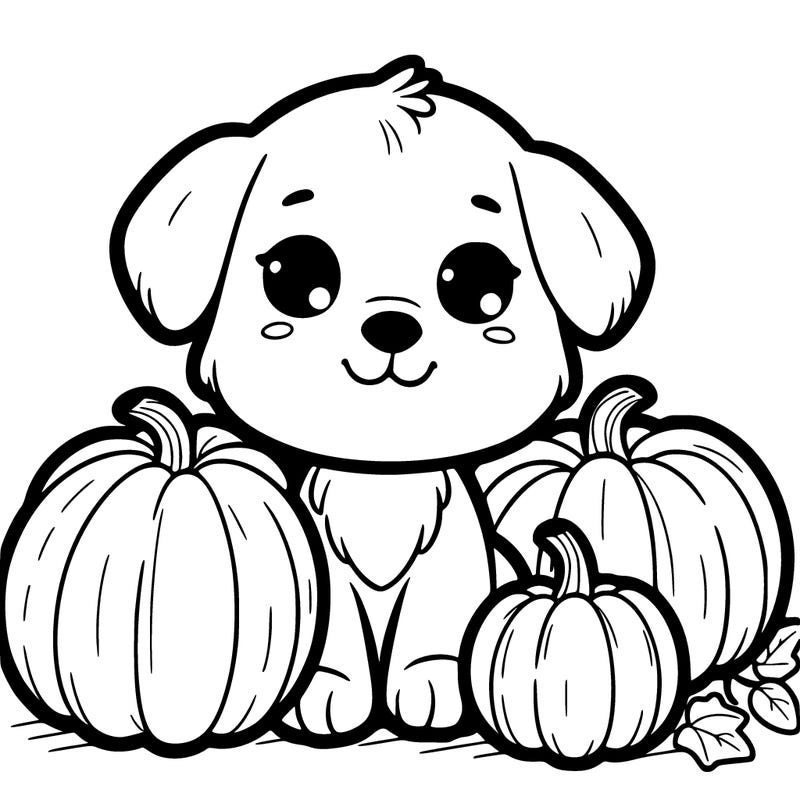 puppy and pumpkins