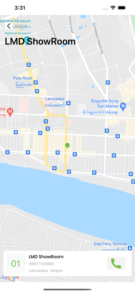 Map view showing the location of the LMD ShowRoom for More and More Member app