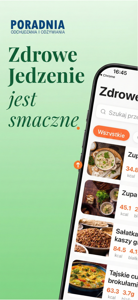 칼로리 정보가 포함된 건강한 영양사 승인 레시피의 엄선된 목록을 보여주는 휴대폰 화면.