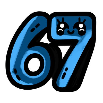 the numbers 67