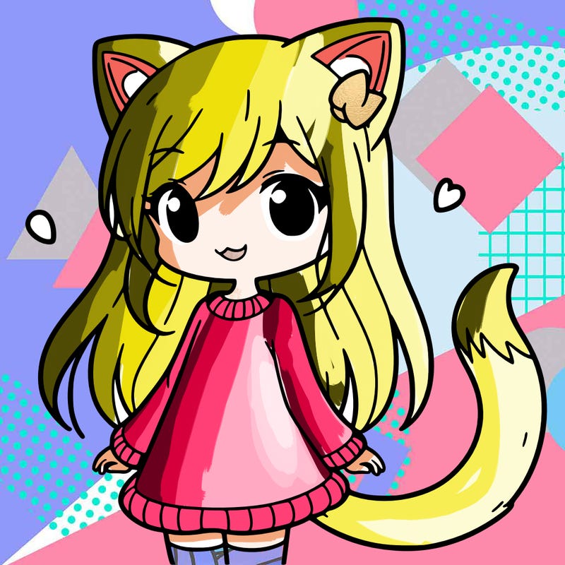 girl with cat ears and tail