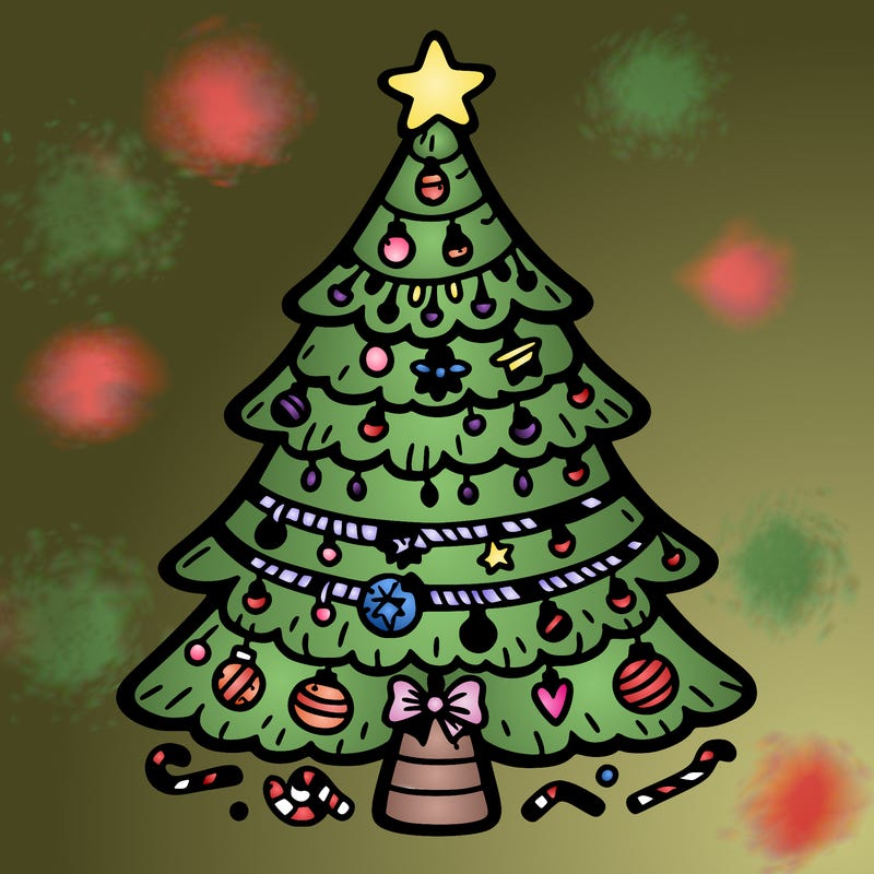 christmas tree with lots of details