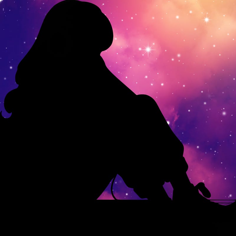 realistic girl sitting on the ground listening to music