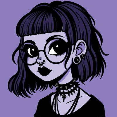 gothic girl with a mullet and glasses