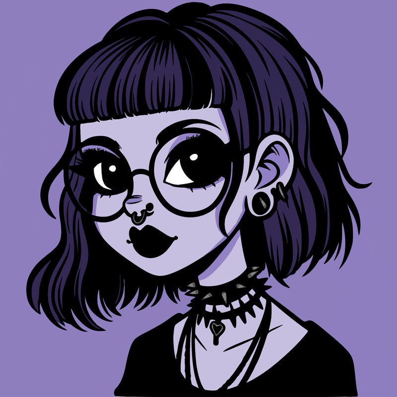 gothic girl with a mullet and glasses