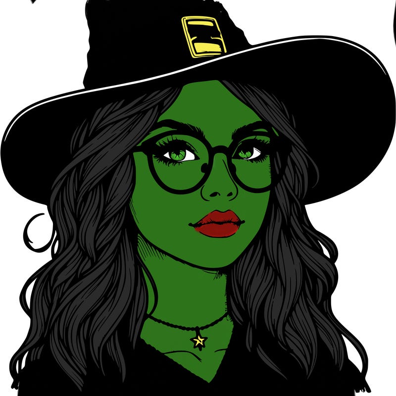 a witch with glasses realistic