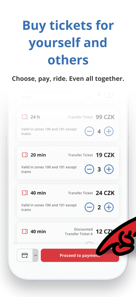DPMBinfo - DPMBinfo app screen showing various transit ticket options for public transport in Brno