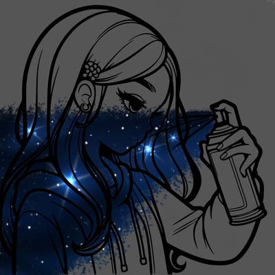 a realistic girl spray painting