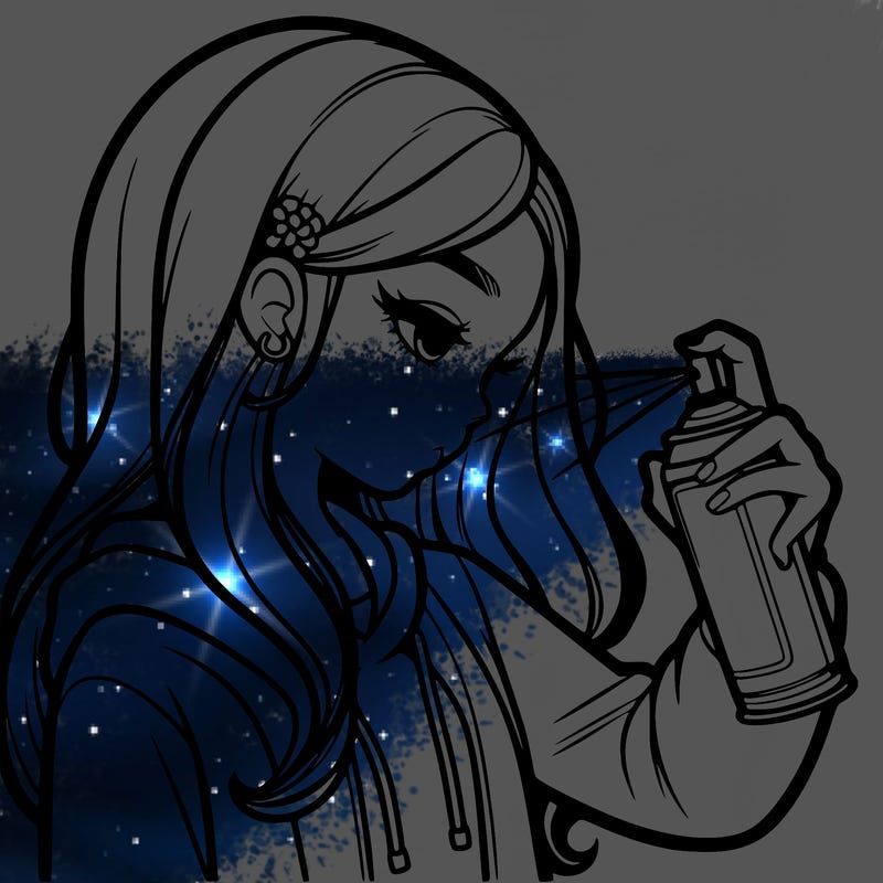 a realistic girl spray painting