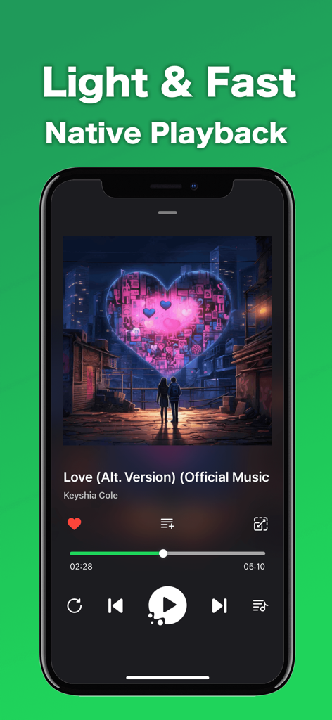 Dig Music-Offline Music Player - Dig Music app interface showing a sleek dark mode player with playback controls and song info