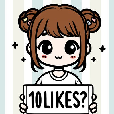 cute girl that is holding a sign that says 10 likes?