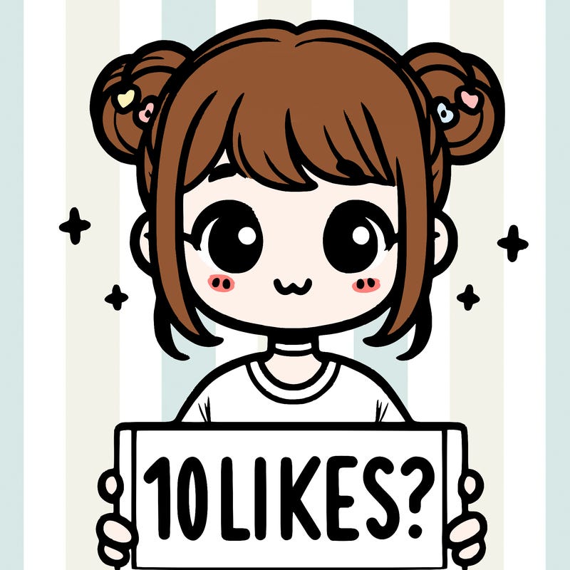 cute girl that is holding a sign that says 10 likes?